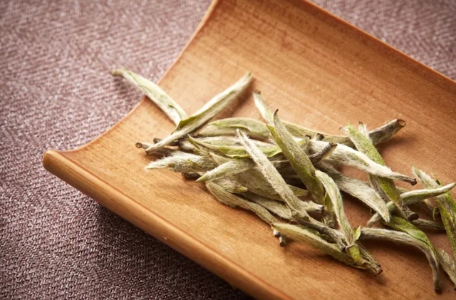 silver needle white tea dried tea leaves